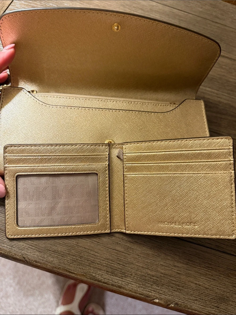 Michael Kors Gold Wallet Clutch with additional wallet insert